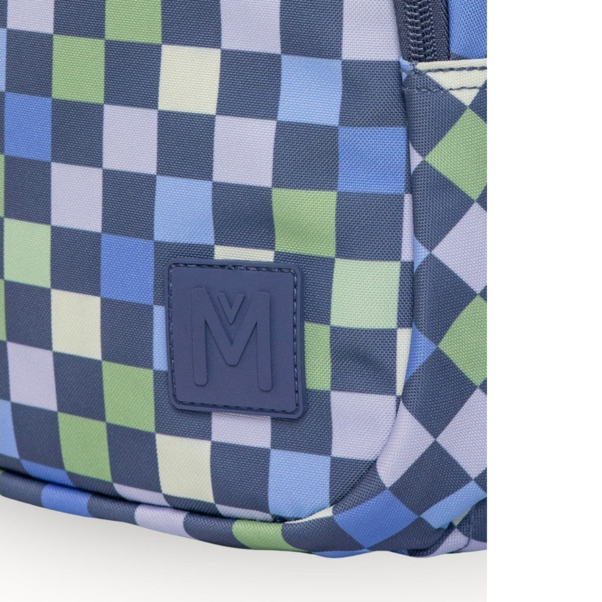 MontiiCo Mini Backpack - Checkmate Checkered bag with a visible brand logo on a white background