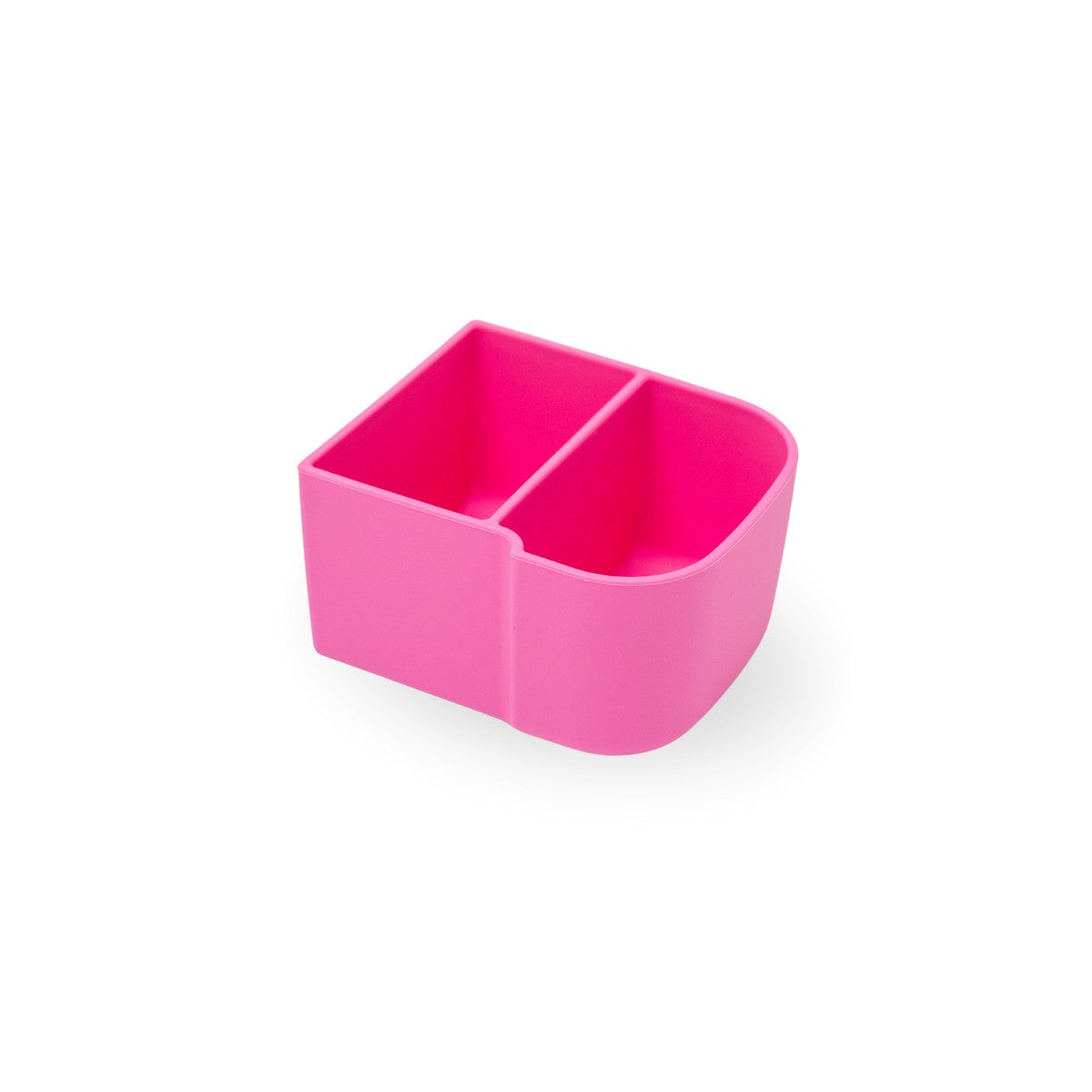 Pink floss snack tray from montiico divided container on a white background