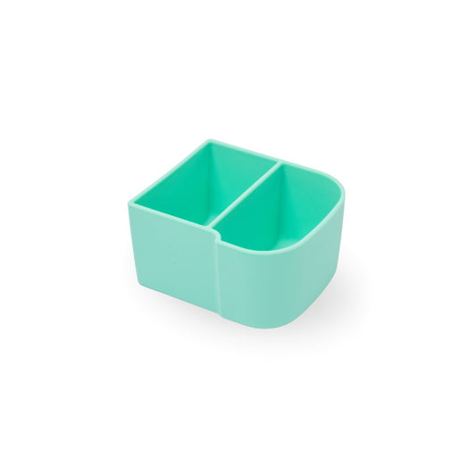 Turquoise plastic container on a white background