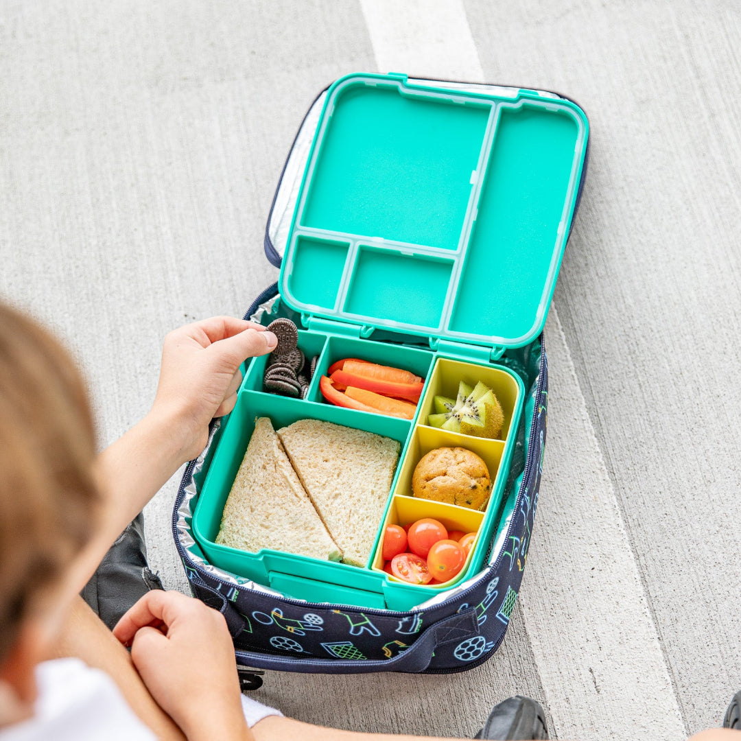 Sunbeam silicone tray with compartments; reusable tray containers for kids.
