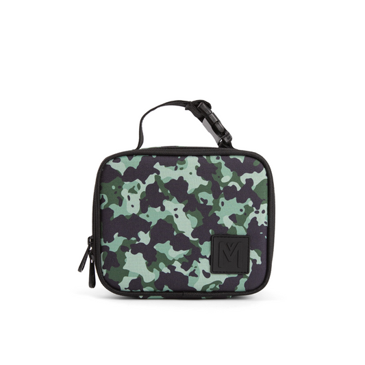 Stealth Mini MontiiCo insulated lunch bag with aluminium lining and clip handle for on‑the‑go snacks.