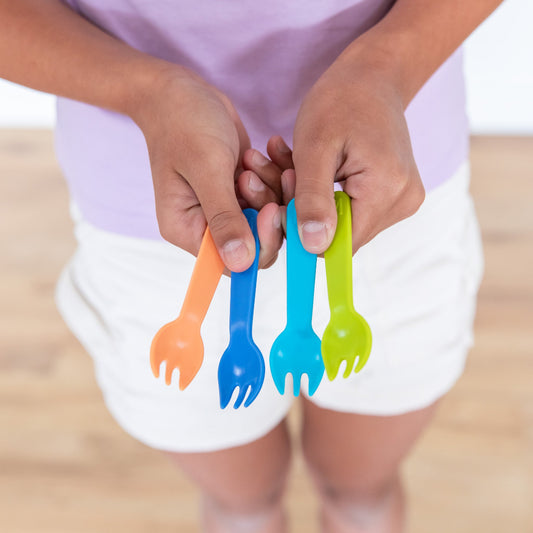 Burst MontiiCo spork set with four BPA‑free sporks that fit all MontiiCo bento boxes.