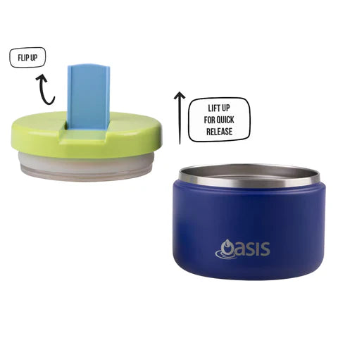 Oasis Insulated Food Flask Quick Release Lid 300ml - Peacock Blue