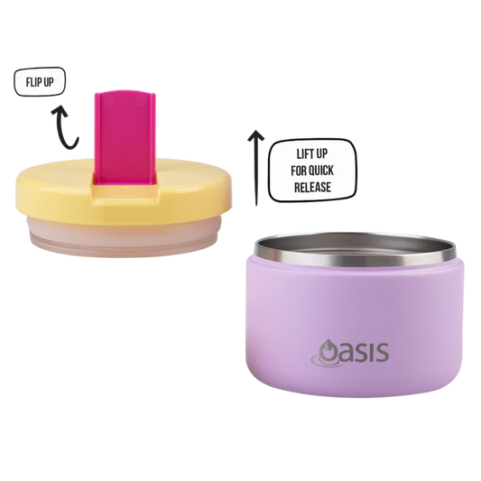 Oasis Insulated Food Flask Quick Release Lid 300ml - Bubblegum Pink