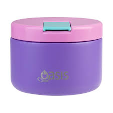 Mermaid Purple Oasis 300ml insulated food flask with quick-release lid and double-wall stainless steel design.