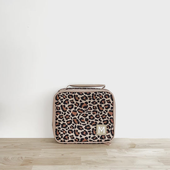MontiiCo Medium Insulated Lunch Bag in Safari print, durable and water‑resistant kids lunch bag designed to keep food fresh for school