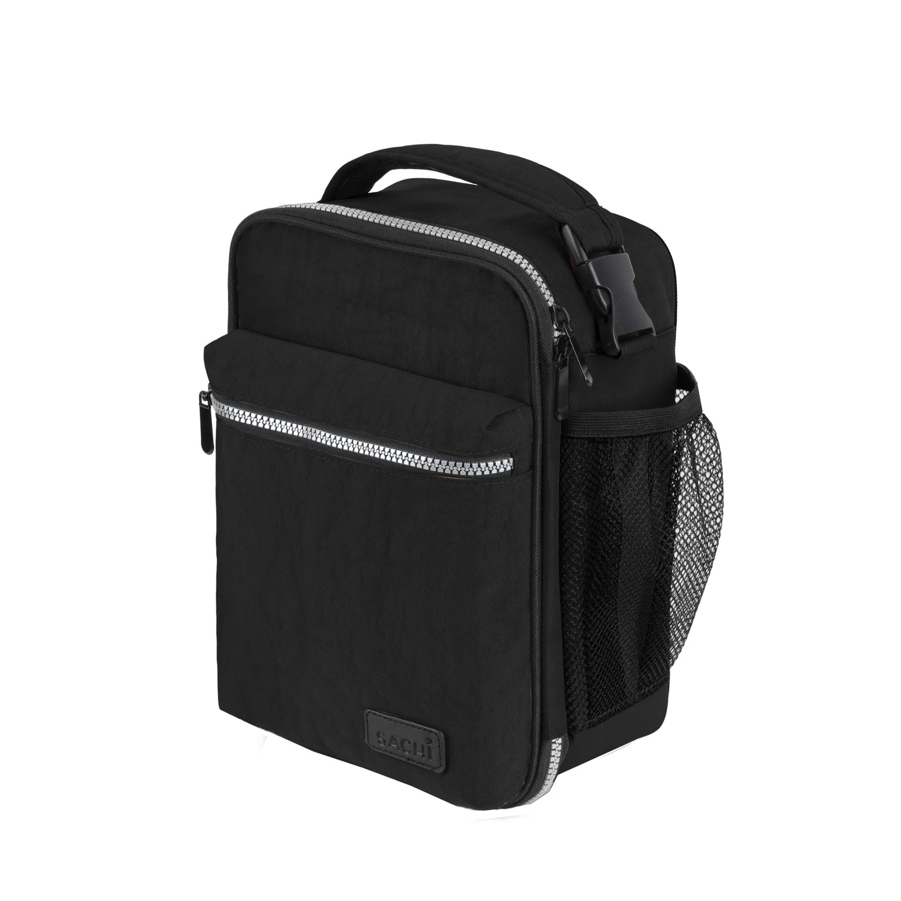 Black Sachi Explorer insulated lunch bag with rugged, durable build for everyday food transport.