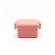 Small pink square container on a white background