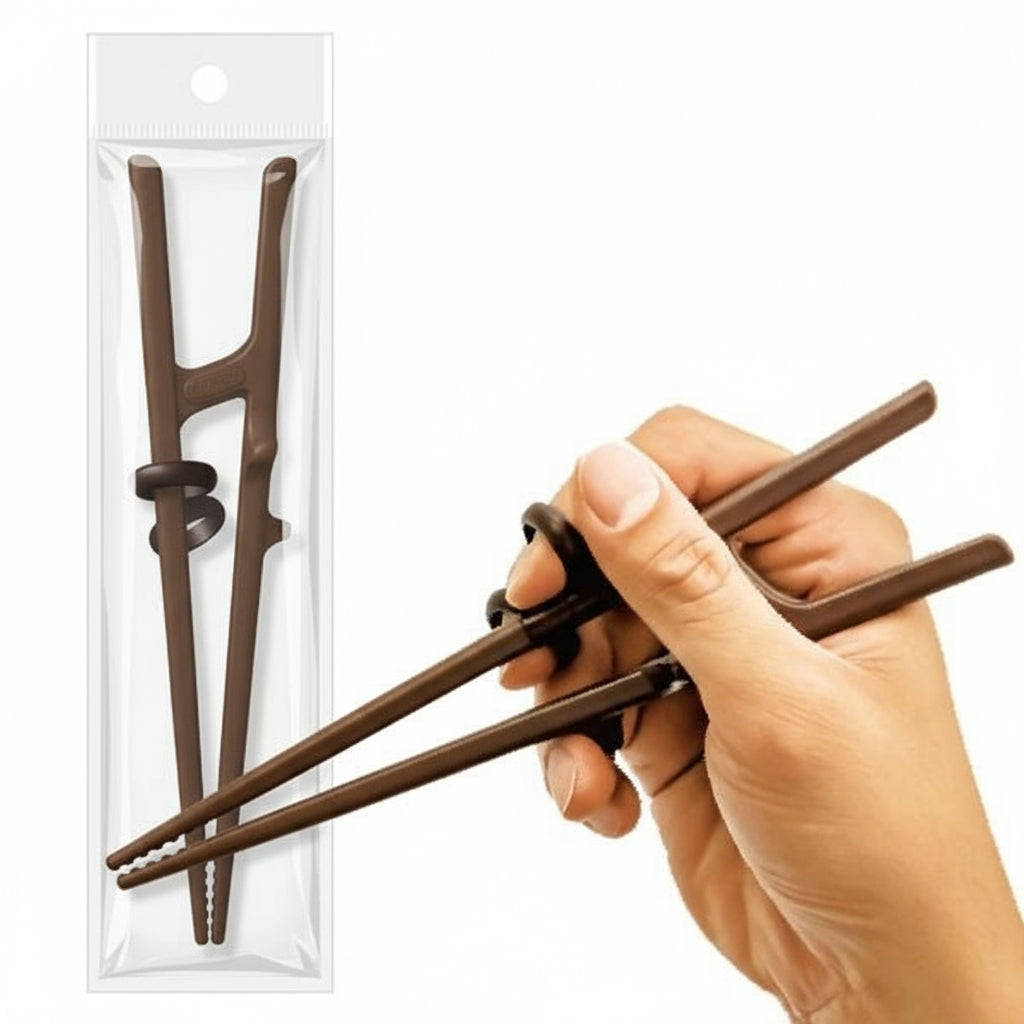 a pair of left handed adult training chopsticks