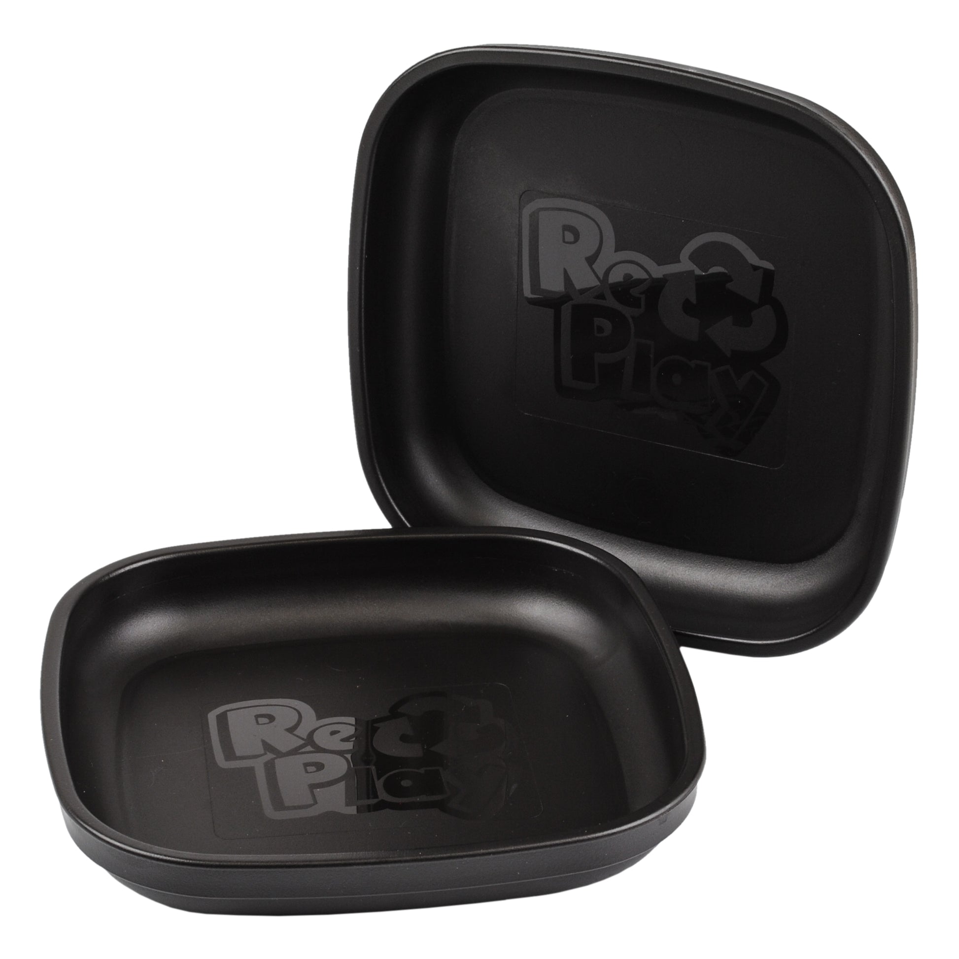 a picture of Re-Play Flat Plate - Blackon a white background for making lunch time fun and playful