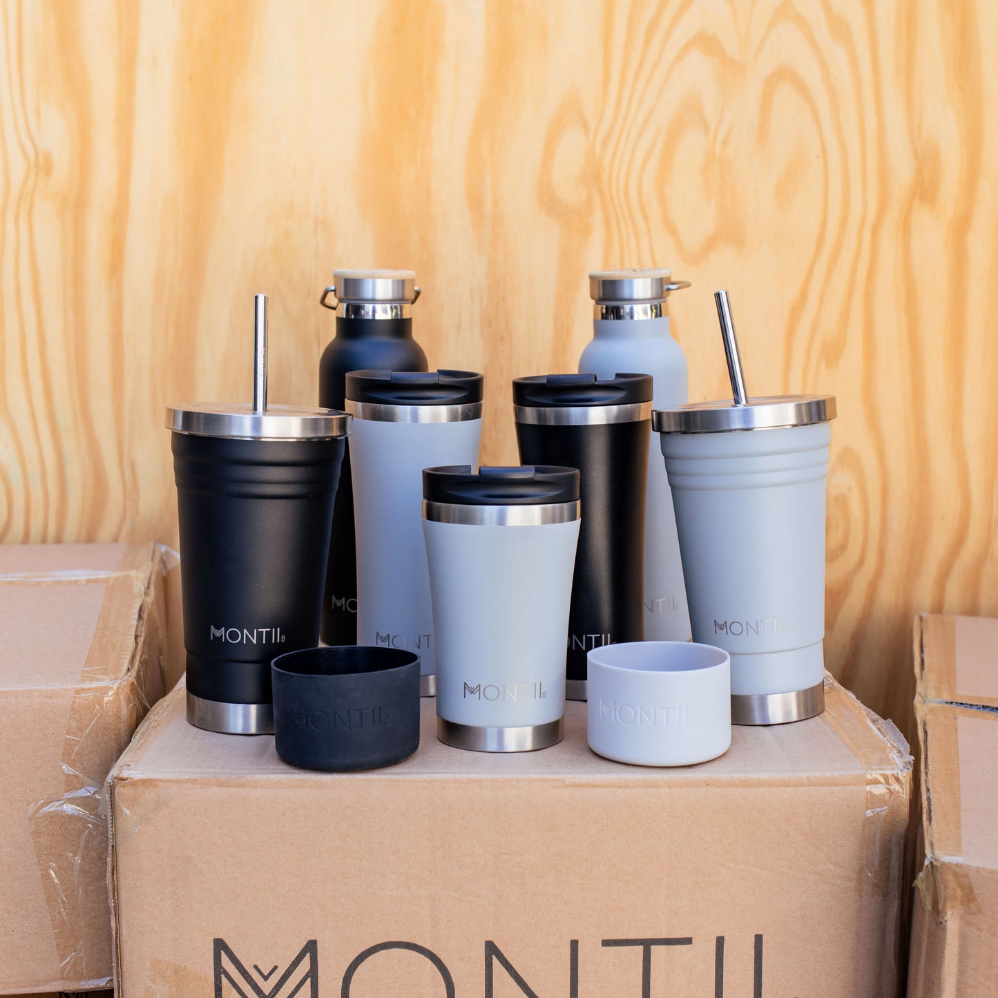 MontiiCo Reusable Insulated MEGA Coffee Cup - Chrome
