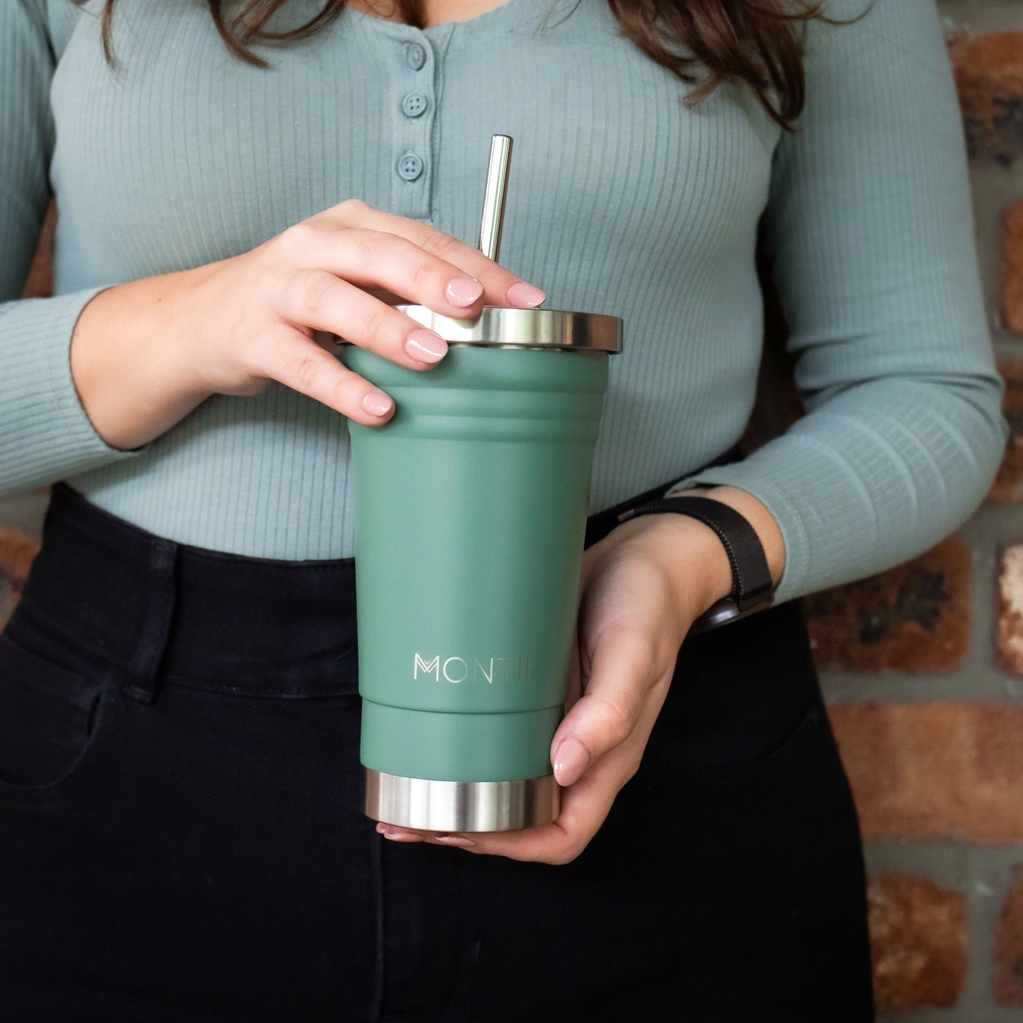 MontiiCo Stainless Steel Smoothie Cup - Sage