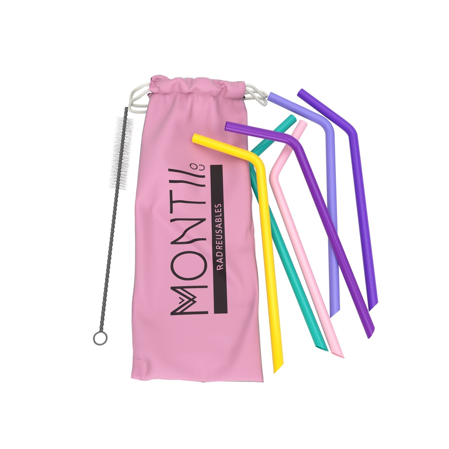 MontiiCo Reusable Silicone Straws - Pink