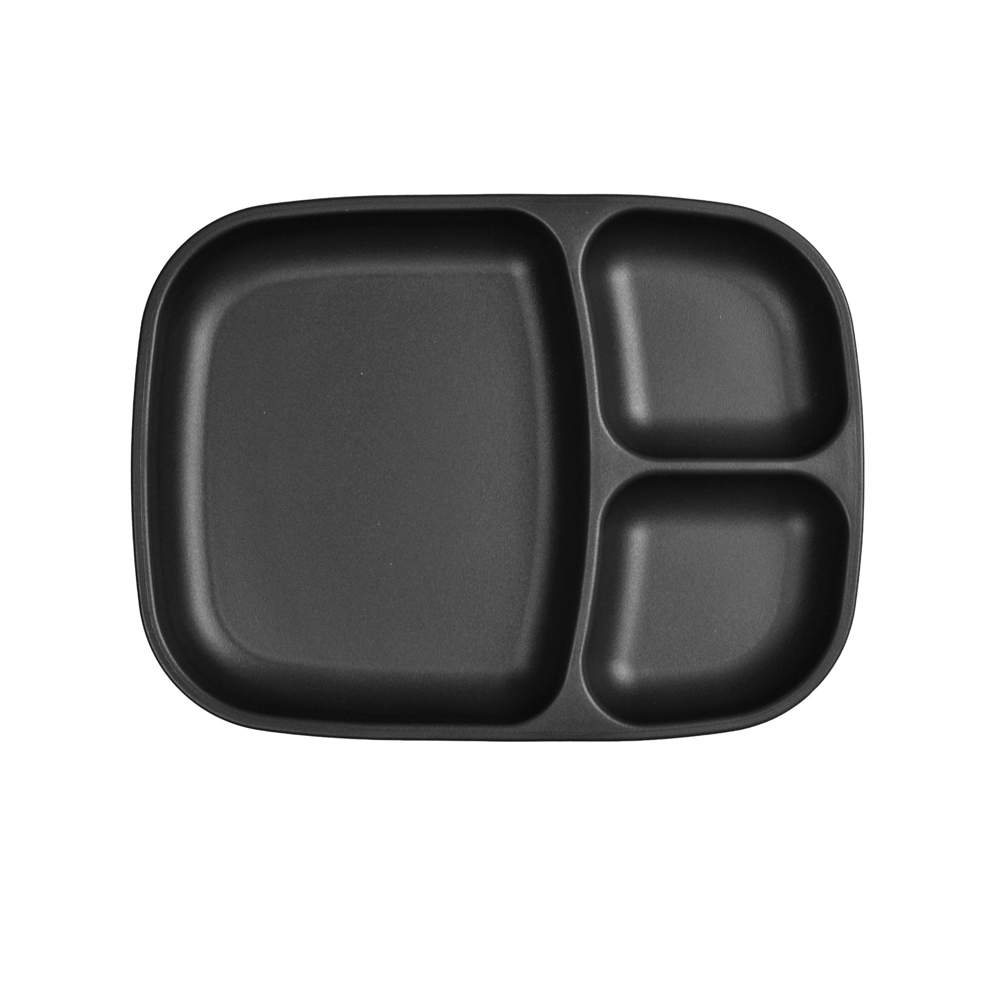a picture of Re-Play Large Divided Plate - Blackon a white background for making mealtime fun and playful