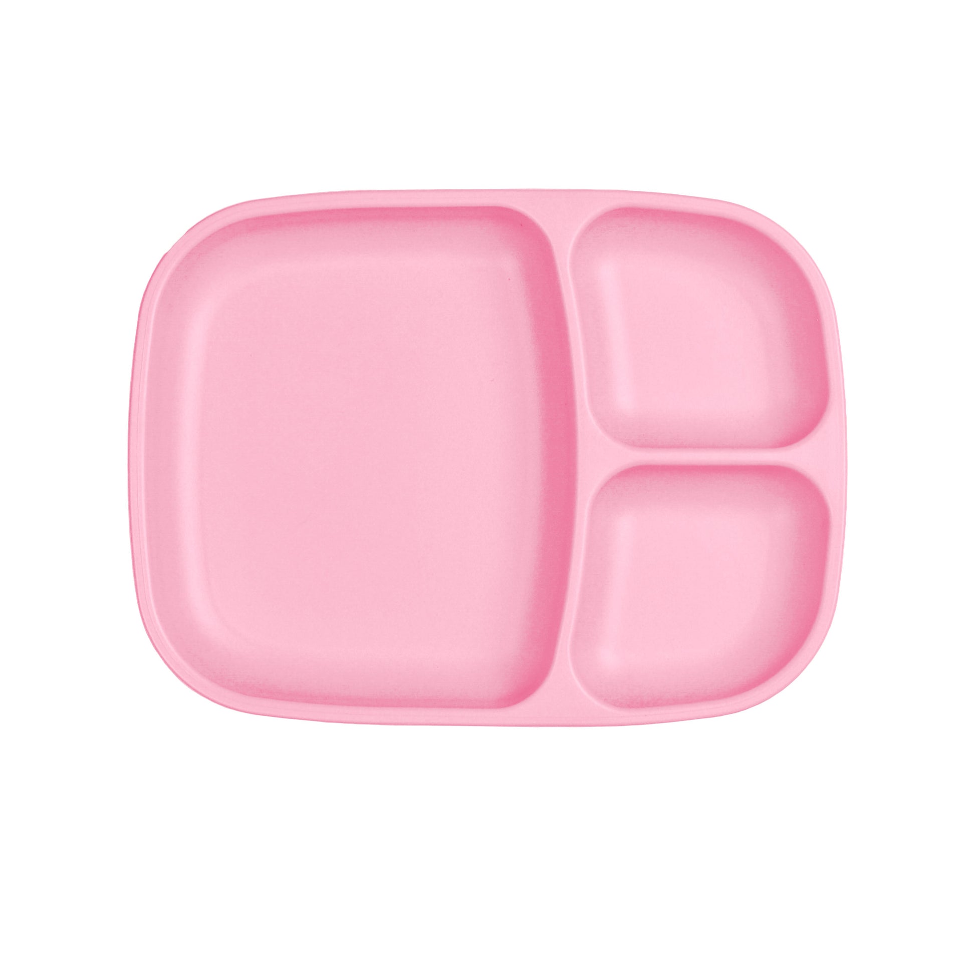 a picture of Re-Play Large Divided Plate - Baby Pinkon a white background for making mealtime fun and playful
