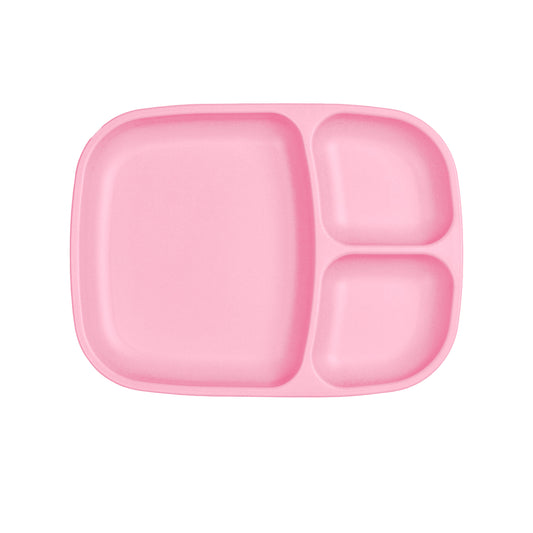 a picture of Re-Play Large Divided Plate - Baby Pinkon a white background for making mealtime fun and playful