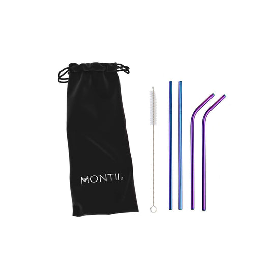 MontiiCo Stainless Steel Rainbow Straw Set