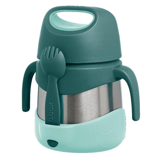 a picture of b.box Insulated Food Jar - Emerald Foreston a white background for icey cold drinks