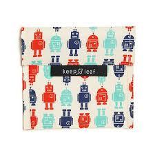 Keep Leaf Reusable Sandwich  Bag - Robot - BabyBento