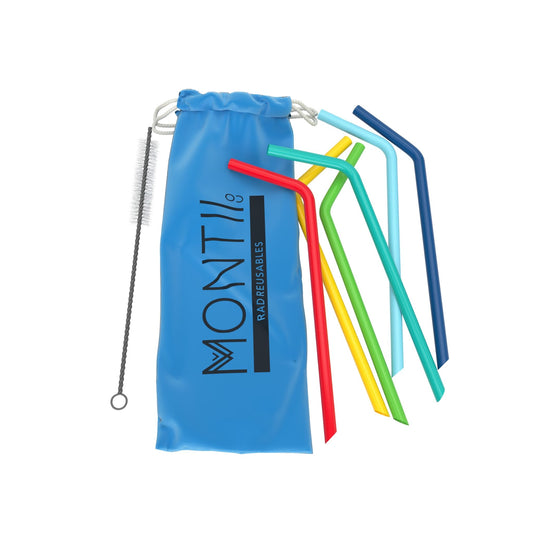 MontiiCo Reusable Silicone Straws -Blue