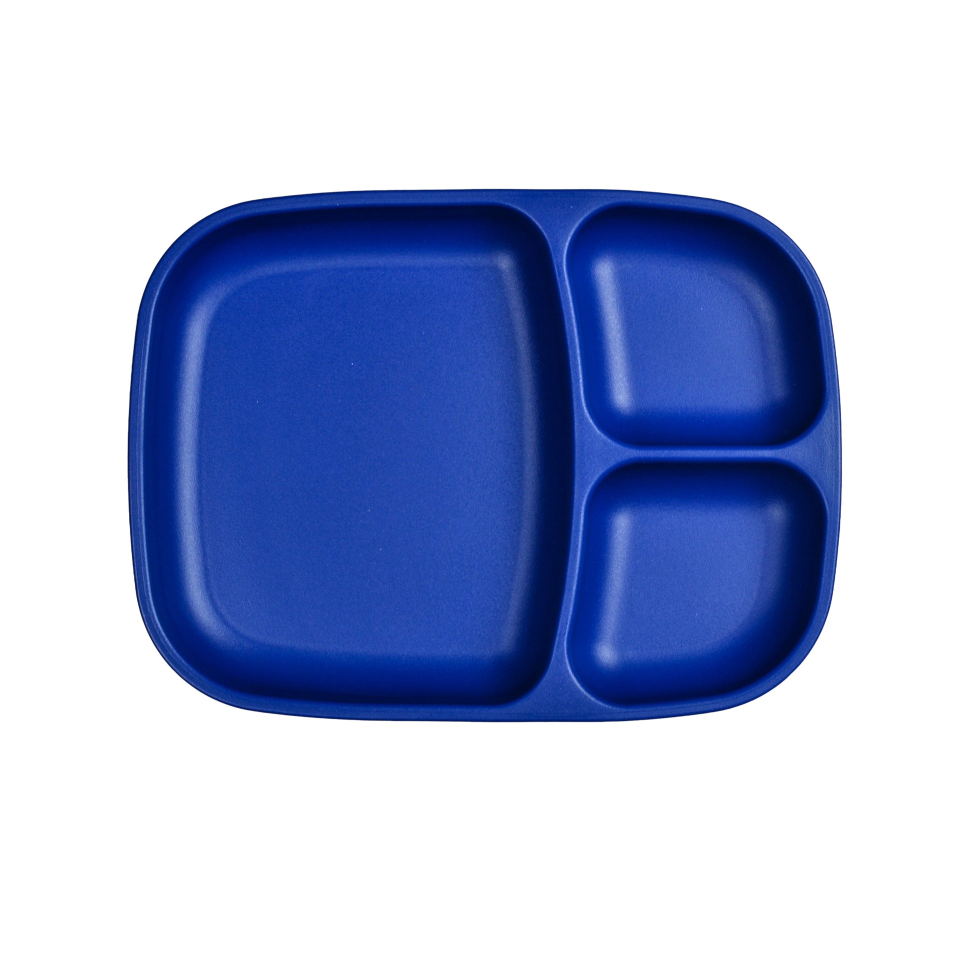 a picture of Re-Play Large Divided Plate - Navy Blueon a white background for making mealtime fun and playful