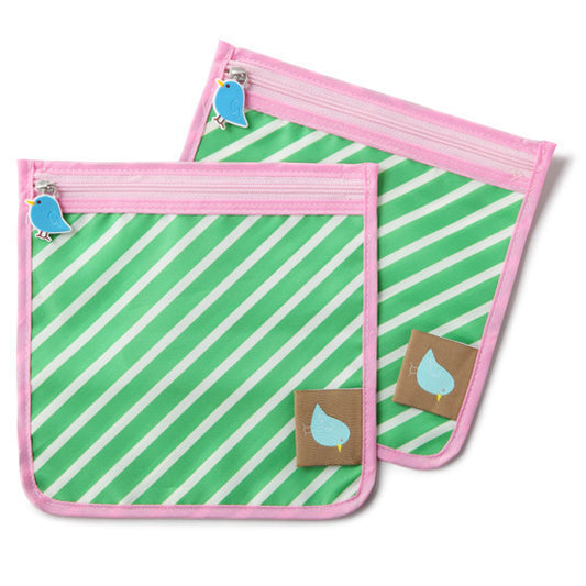 Jaq Jaq Bird Reusable Food Pouch - Green Stripe - BabyBento