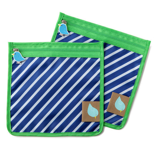 Jaq Jaq Bird Reusable Food Pouch - Blue Stripe - BabyBento