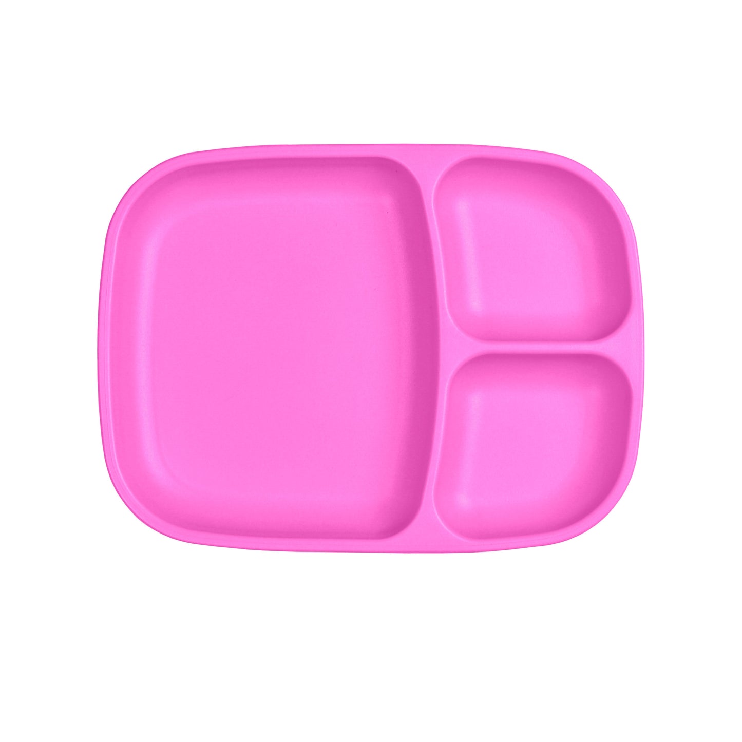 a picture of Re-Play Large Divided Plate - Vivid Pinkon a white background for making mealtime fun and playful