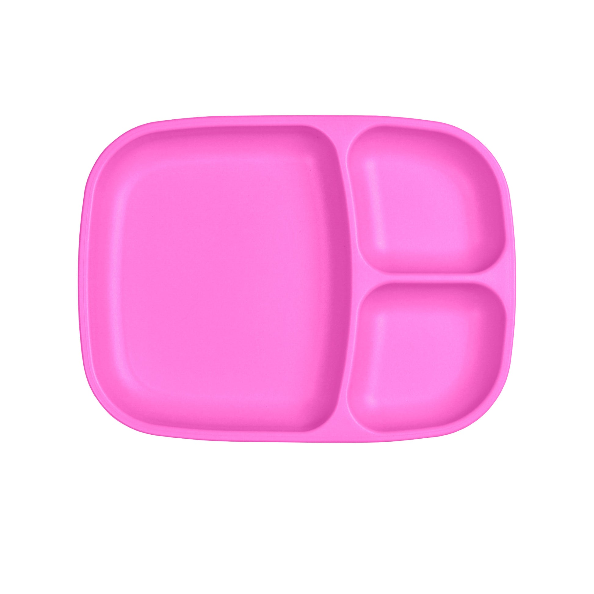 a picture of Re-Play Large Divided Plate - Vivid Pinkon a white background for making mealtime fun and playful