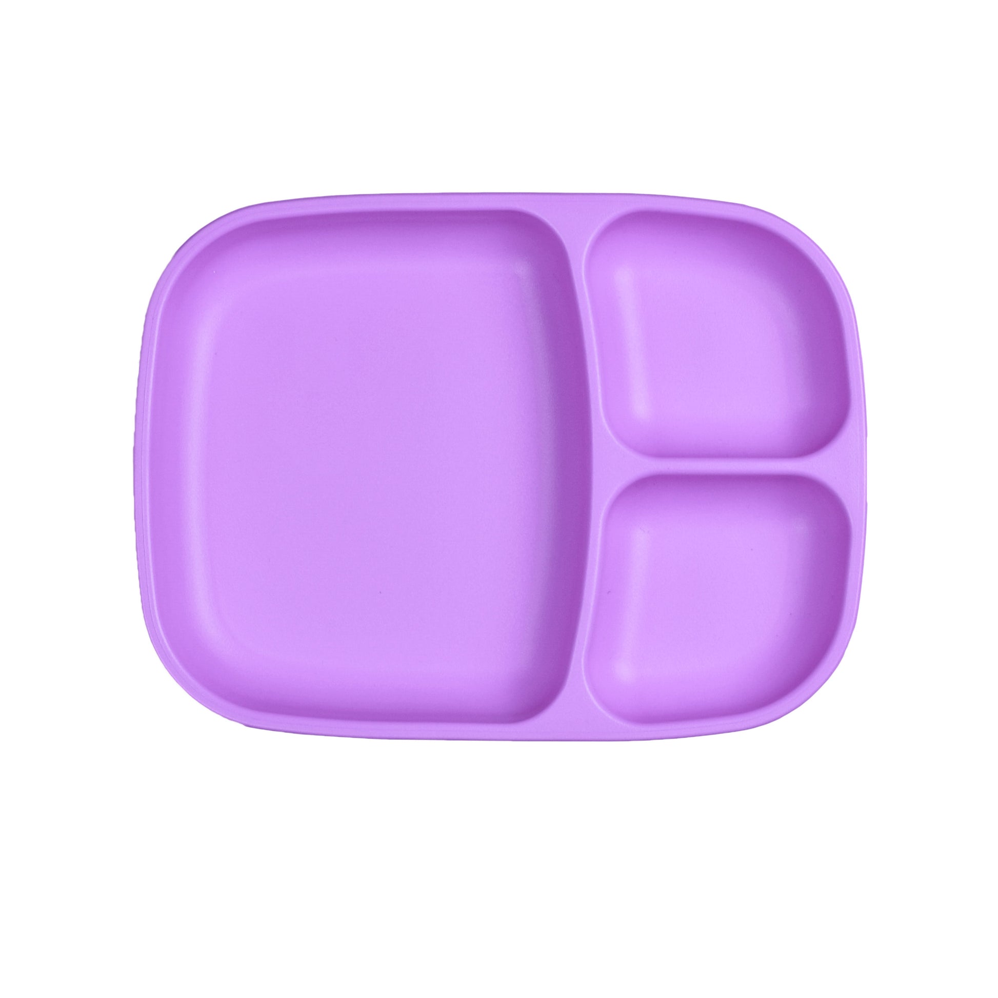 a picture of Re-Play Large Divided Plate - Purple - Recycled Adult Plateon a white background for making mealtime fun and playful