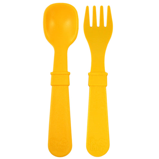 Re-Play Spoon and Folk Set - Sunny Yellow - BabyBento