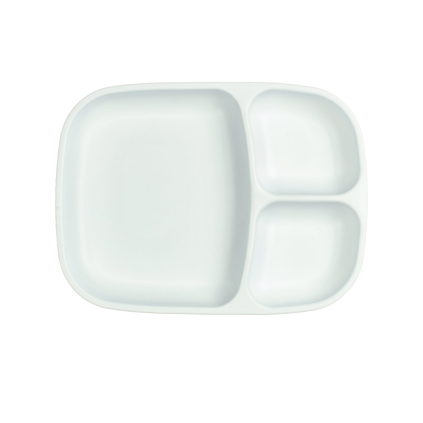 a picture of Re-Play Large Divided Plate - Whiteon a white background for making mealtime fun and playful