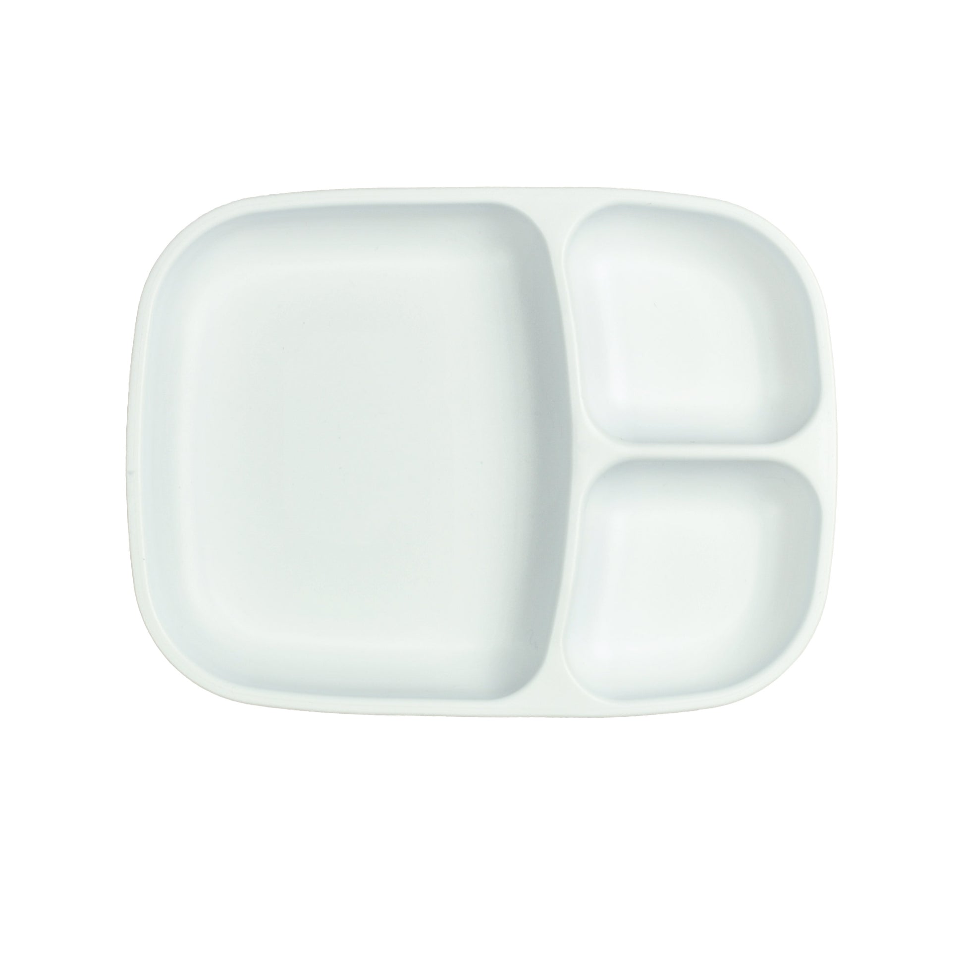 a picture of Re-Play Large Divided Plate - Whiteon a white background for making mealtime fun and playful