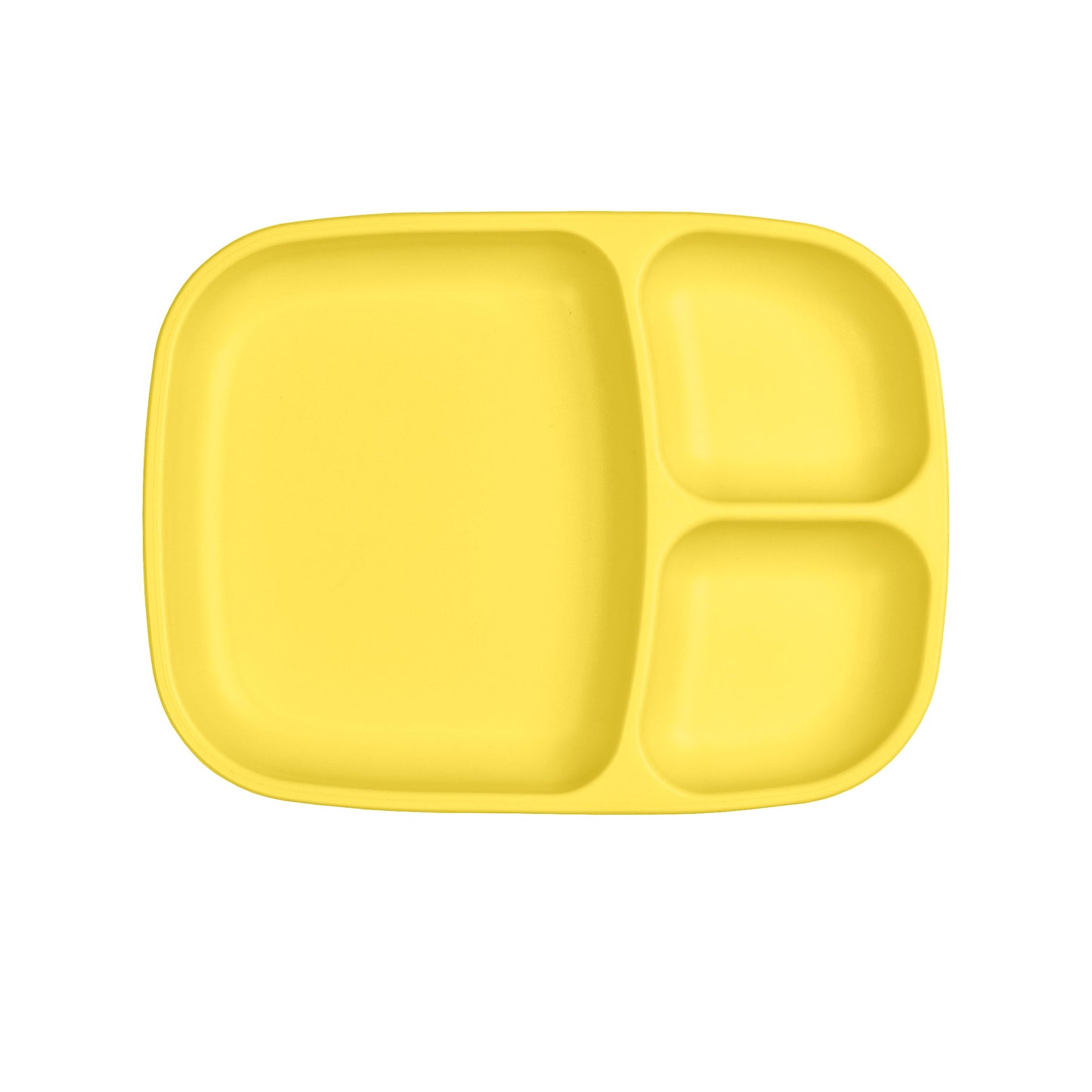 a picture of Re-Play Large Divided Plate - Yellowon a white background for making mealtime fun and playful