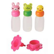 cute animal sauce bottles with rabbit, frog and duck caps, perfect for kids’ bento lunches and lunchbox accessories