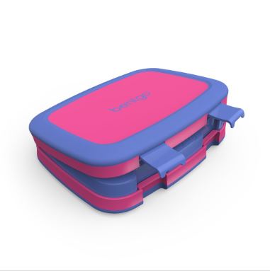Bentgo Kids Bright Fuchsia lunch box closed view with durable leak‑proof design