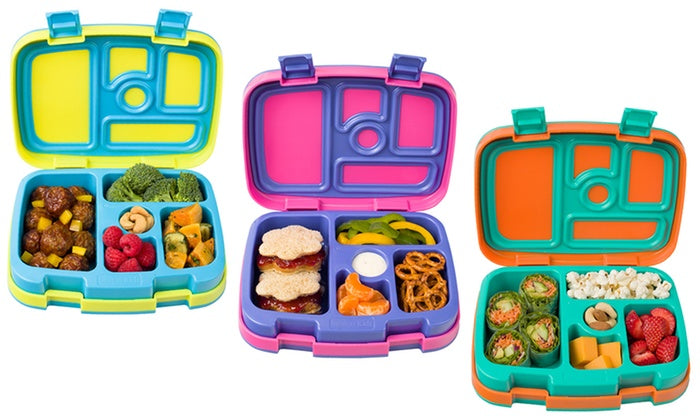 Bentgo Kids Bright Fuchsia lunch box shown alongside other colour options for comparison