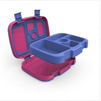 Bentgo Kids Bright Fuchsia lunch box open showing five child‑sized compartments