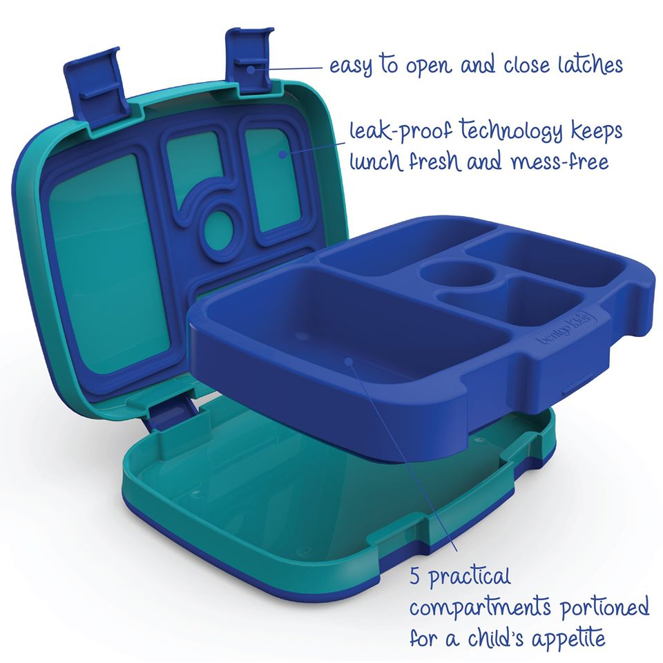 Bentgo Kids Shark lunch box open with showing two comartments.