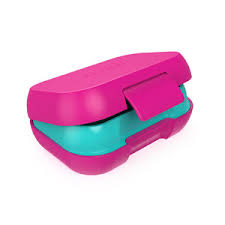 Bentgo Kids Snack Box Fuchsia showing removable tray and leak‑proof lid components