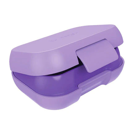 Bentgo Kids Snack Box Purple closed view with durable outer shell and easy‑open latch