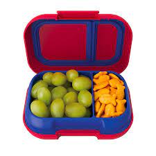 Bentgo Kids Snack Box Red closed view with durable outer shell and secure locking clips
