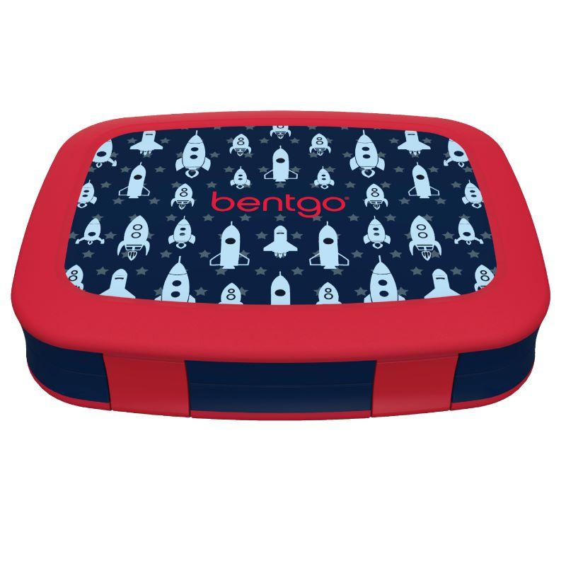 Bentgo Kids Space Rockets lunch box interior lid with space‑themed rocket pattern