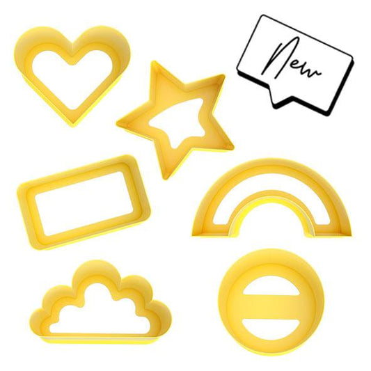 Lunch Punch Mini Bites cutter set with heart, star, rainbow, cloud and geometric shapes