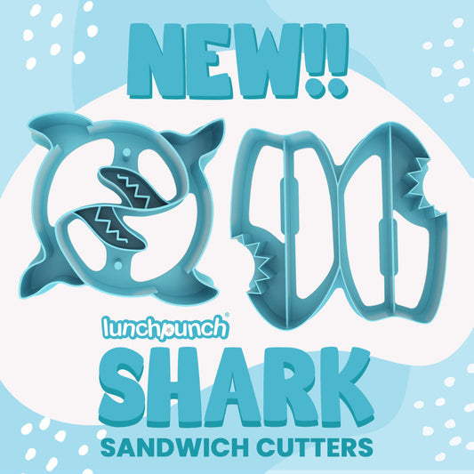 Lunch Punch Sharks sandwich cutter set with shark and shark‑fin shaped cutters