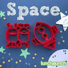 Lunch Punch Space sandwich cutter set with red rocket and space‑themed cutters