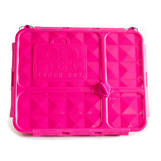 a picture of Go Green Medium  Lunch Box - Pinkon a white background for making mealtime fun and playful