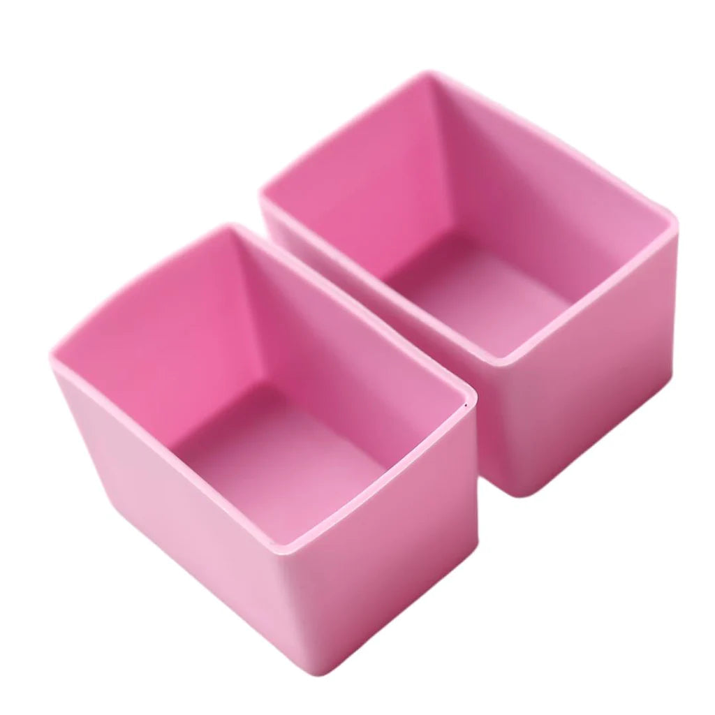 Pink silicone Munch Cups Rectangle set shown on white background.