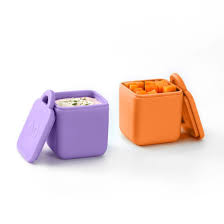 omie dip pack of 2 in purple and orange with lids on, baby bento