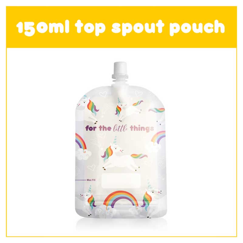 a picture of Sinchies 15 ml reusable Food Pouch - Unicorn 1  pkon a white background for making mealtime fun and playful